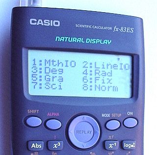 Casio fx-83ES has a configuration menu