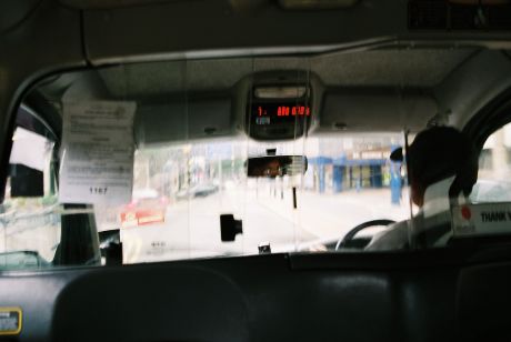 Back of a TOA taxi Friday evening