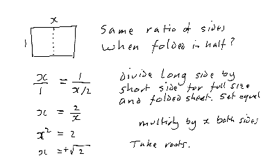 Why are the sides of A4 paper in the ratio 1:1.414 ?