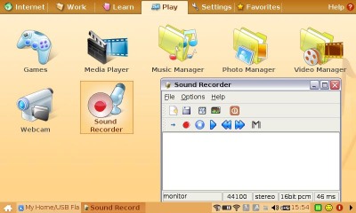 Screen grab showing the Asus Eee PC sound recorder ready for action...
