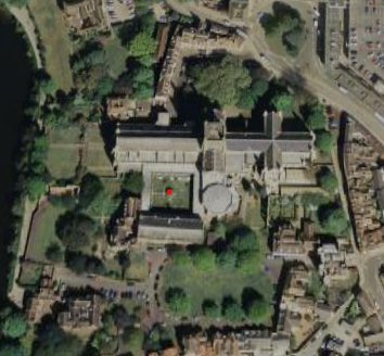 Worcester Cathedral Cloister garden Google Earth