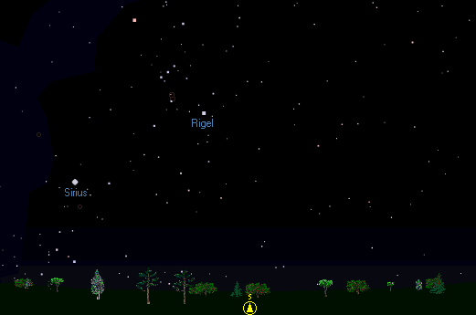 Rigel in sky using Starry Night Basic