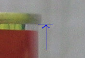 Detail showing the seam and how the height measurement was made