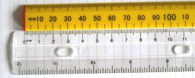 Image of a yard stick and 30cm ruler showing effect of parallax