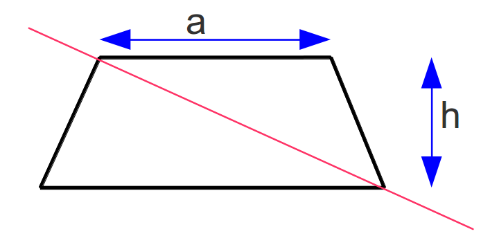 Trapezium showing partition into two triangles, upper triangle labelled