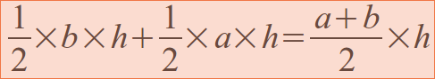 area of upper triangle plus area of lower triangle formula gives the
trapezium formula when factorised