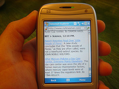 Blackberry showing the newsriver