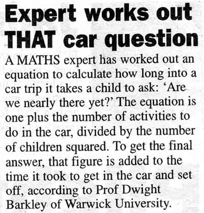 Scan from newspaper with slightly silly formula