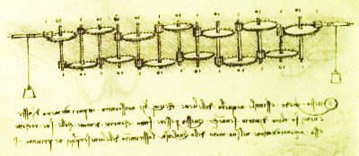 sketch from the Codex Madrid by Leonardo with his customary mirror writing.