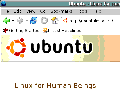 Firefox in Ubuntu showing Web site