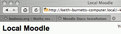 Default Moodle running under Apache on my iBook