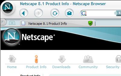 Screen grab of Netscape 8 showing part of the home page and the skinnable nature