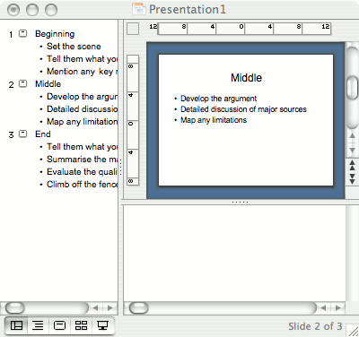 Using PowerPoint to help students plan essays and reports
