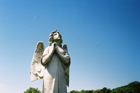 Stone angel in Wallasey grave yard