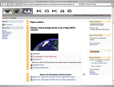 kokae google earth moodle course