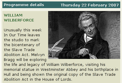 William Wiberforce In our time piece