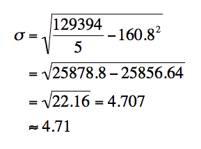 Standard deviation alternate formula example calculation