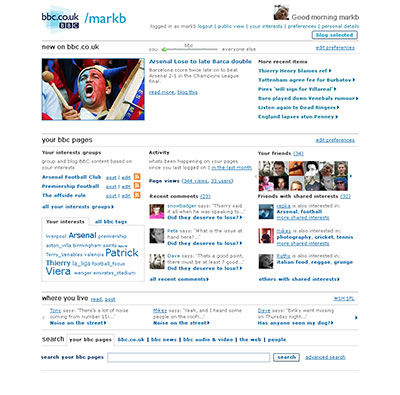 Reduced size grab of the winning redesign for the BBC Web site